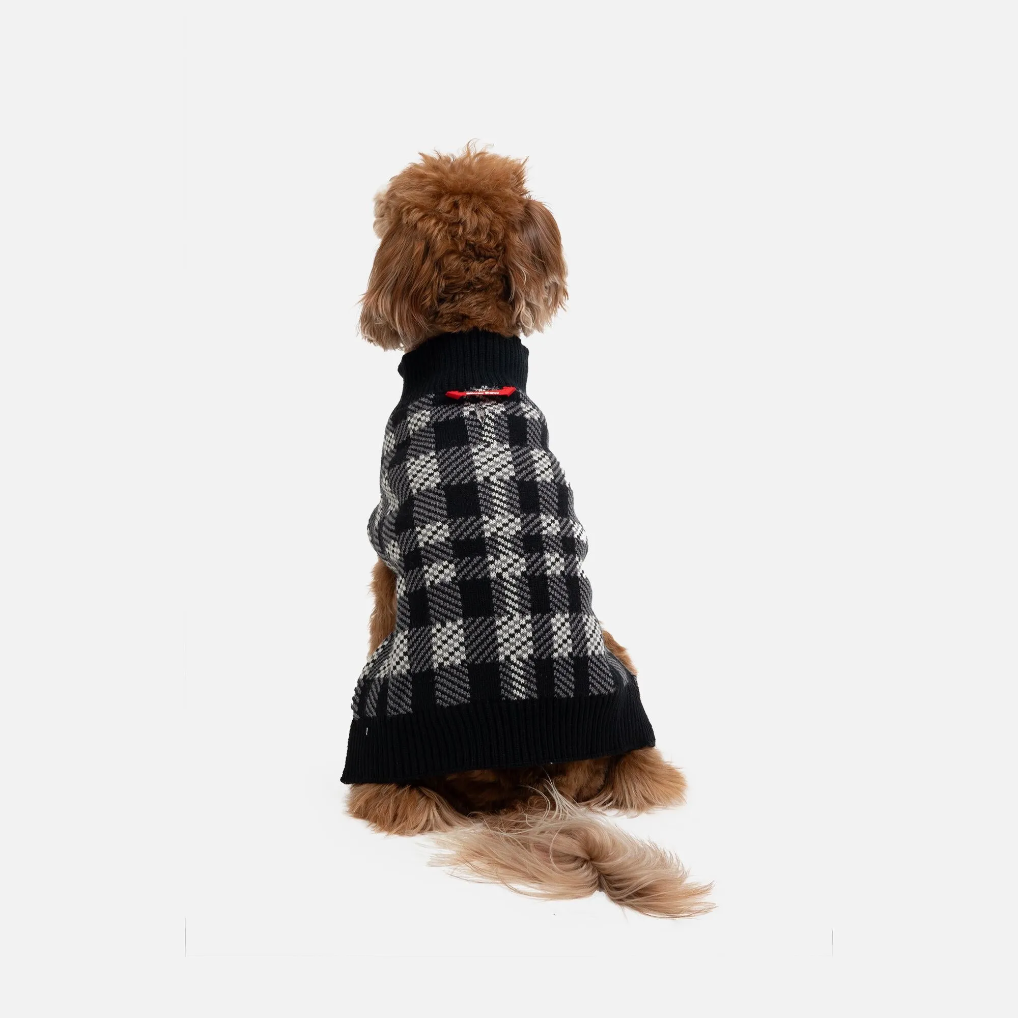 Theo Dog Sweater  Sherpa-Lined Plaid Design