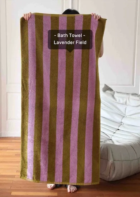 Ultra Soft Absorbent Retro Stripe Bath Towel - 100% Organic Premium Combed Cotton