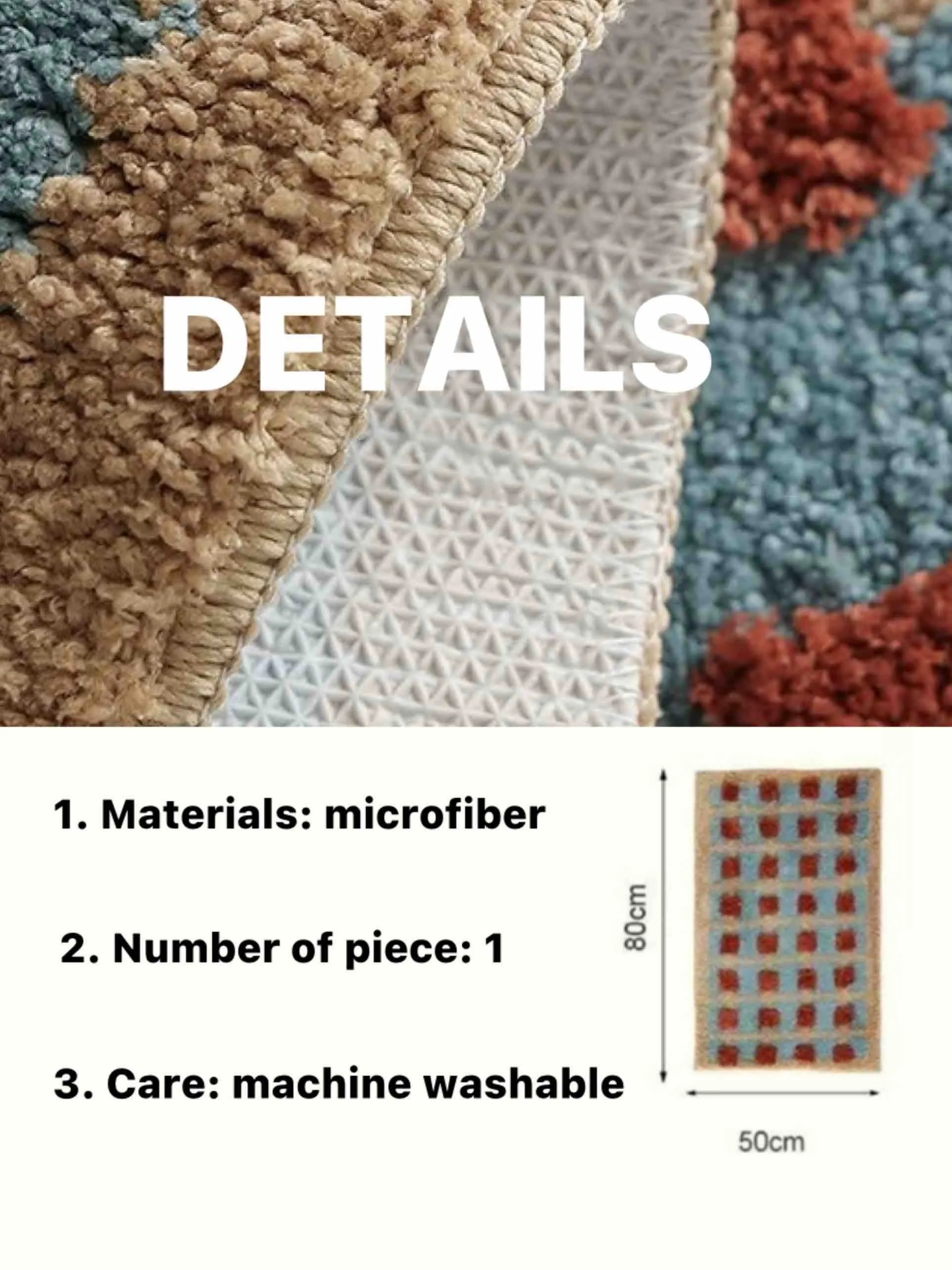 Ultra Soft Retro Bath Rug. Machine-washable. Absorbent Mat