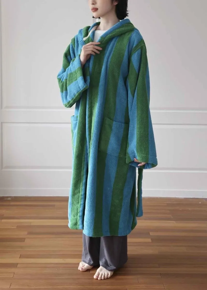 Ultra Soft Retro Whimsical Stripe Bath Robe - 100% Organic Long-stapled Cotton