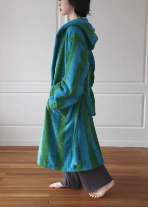 Ultra Soft Retro Whimsical Stripe Bath Robe - 100% Organic Long-stapled Cotton
