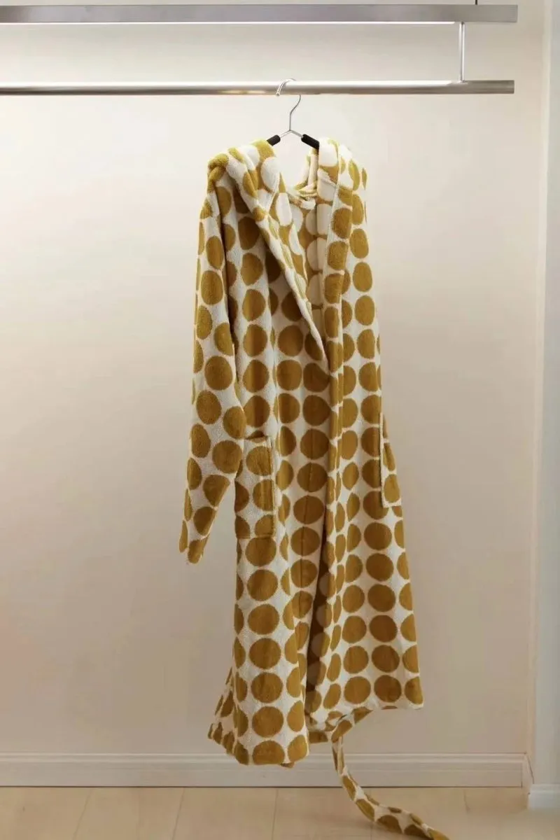 Whimsical Polka Dot Hooded Bath Robe - 100% Organic Long-stapled Cotton