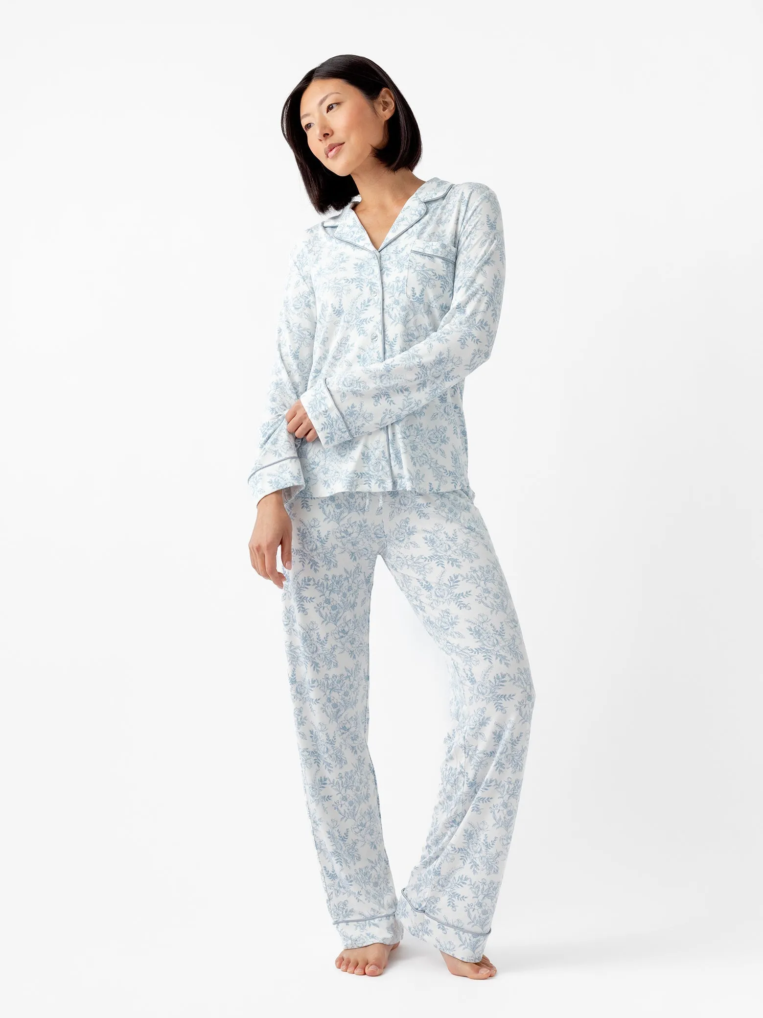 Women's Bamboo Stretch-Knit Long Sleeve Pajama Set