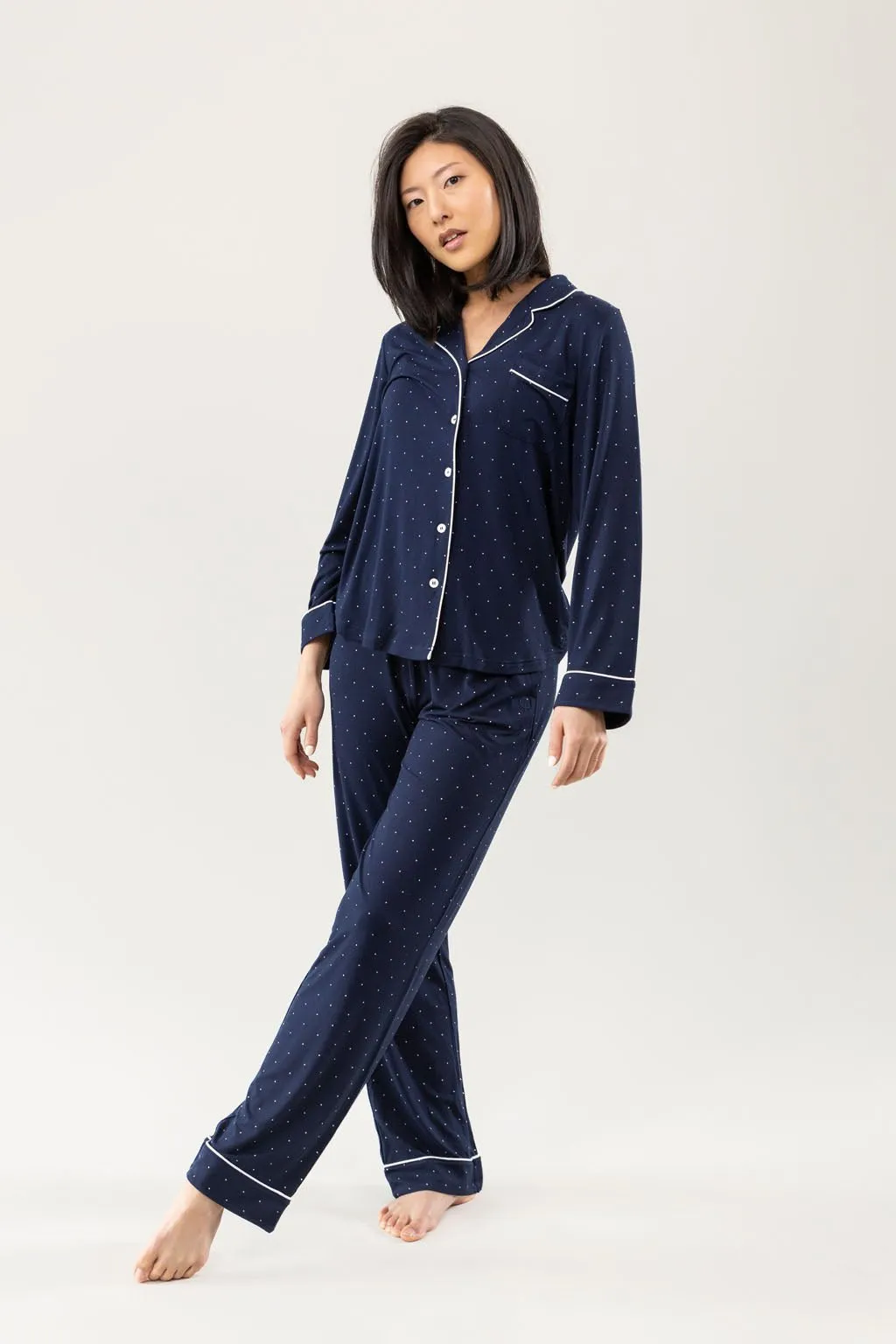 Women's Bamboo Stretch-Knit Long Sleeve Pajama Set