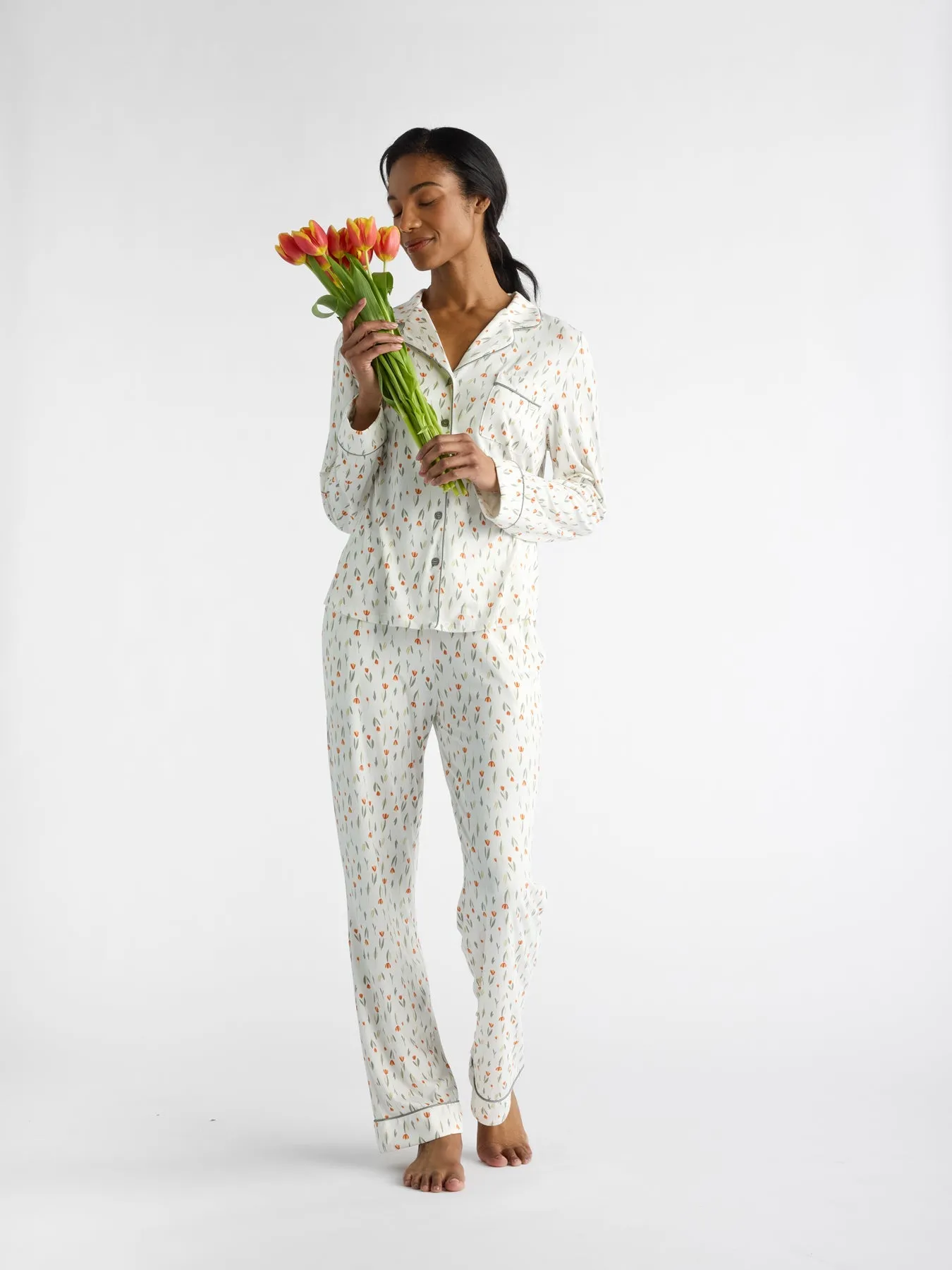 Women's Bamboo Stretch-Knit Long Sleeve Pajama Set