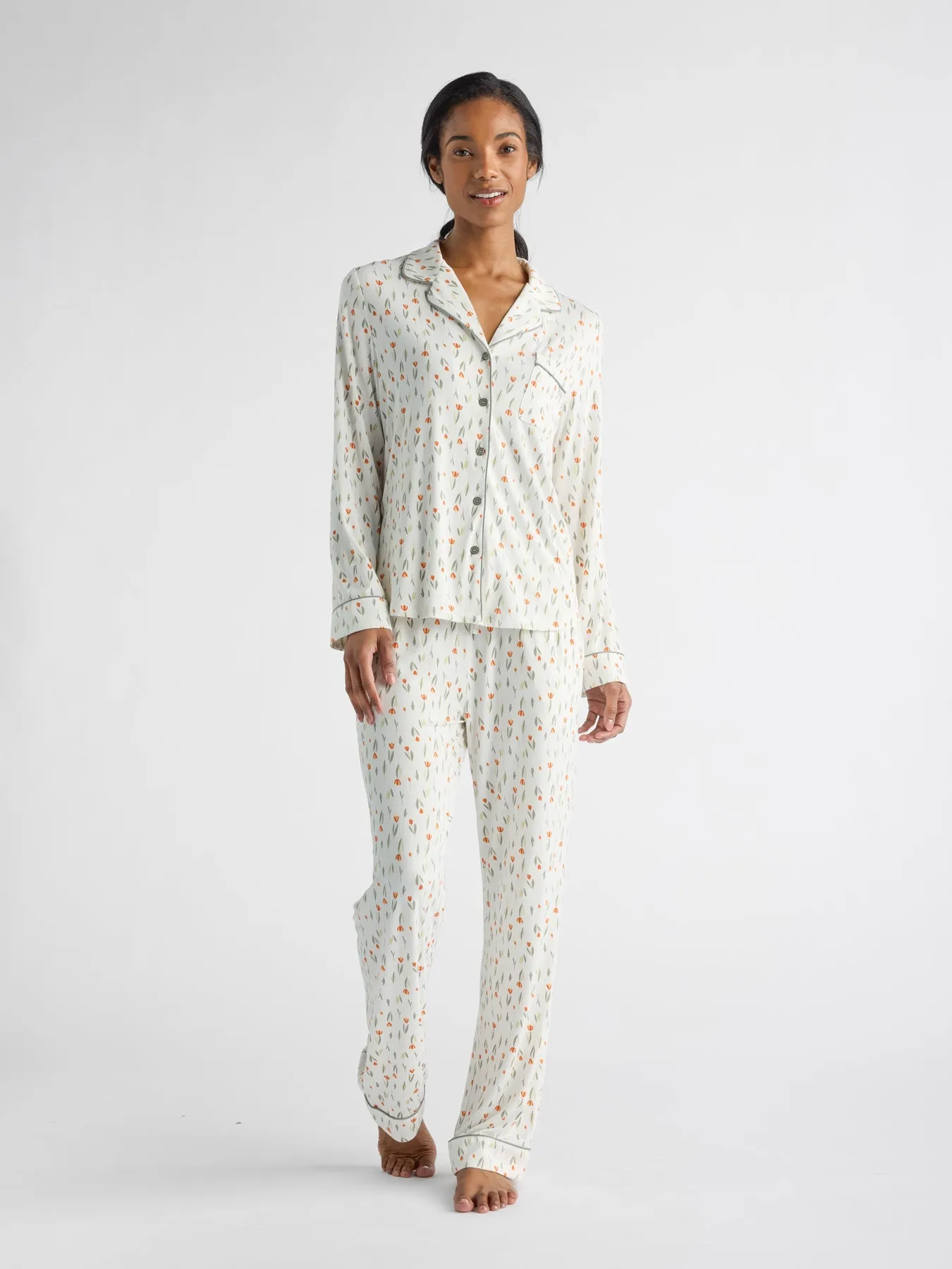 Women's Bamboo Stretch-Knit Long Sleeve Pajama Set