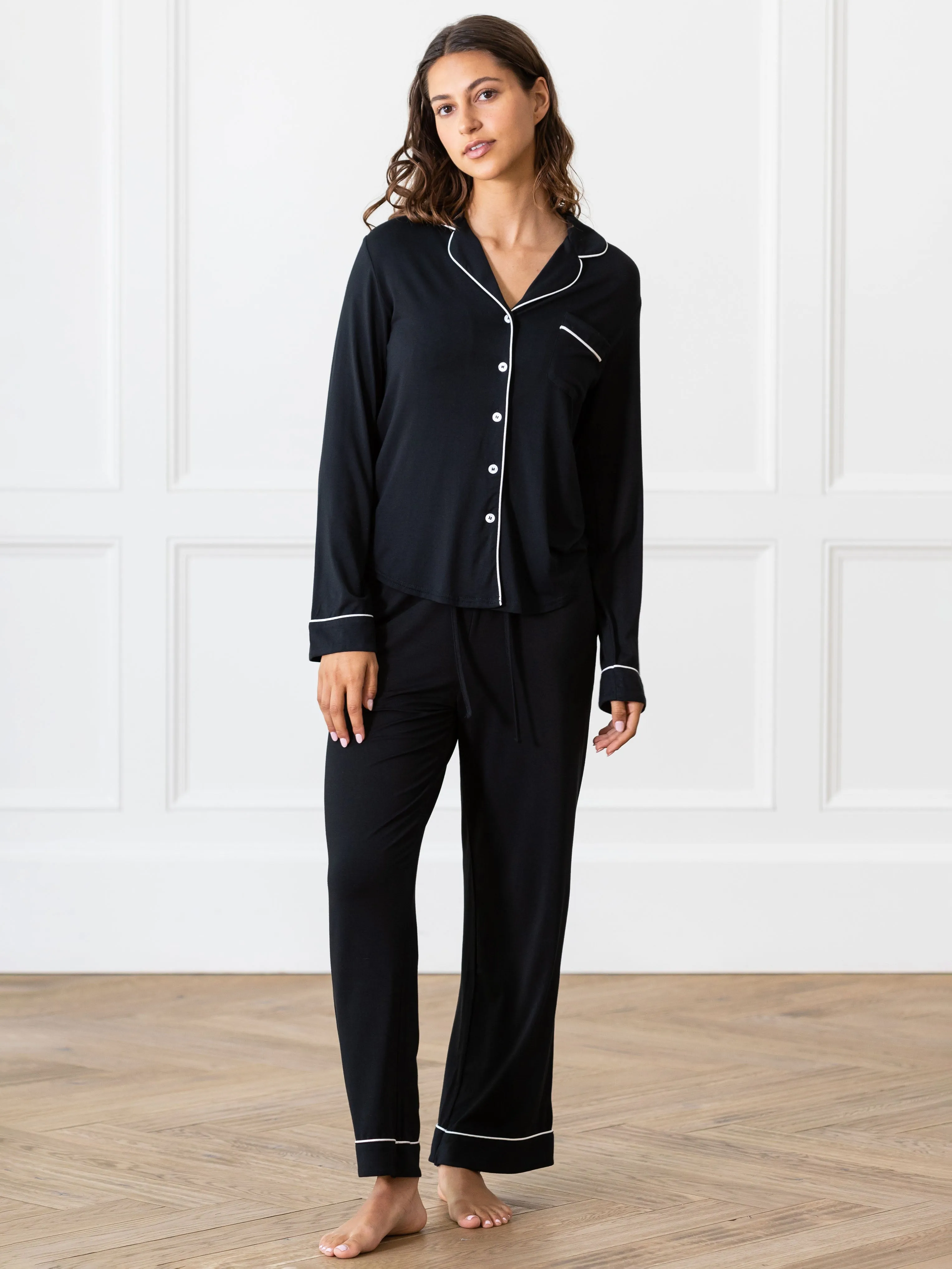 Women's Bamboo Stretch-Knit Long Sleeve Pajama Set