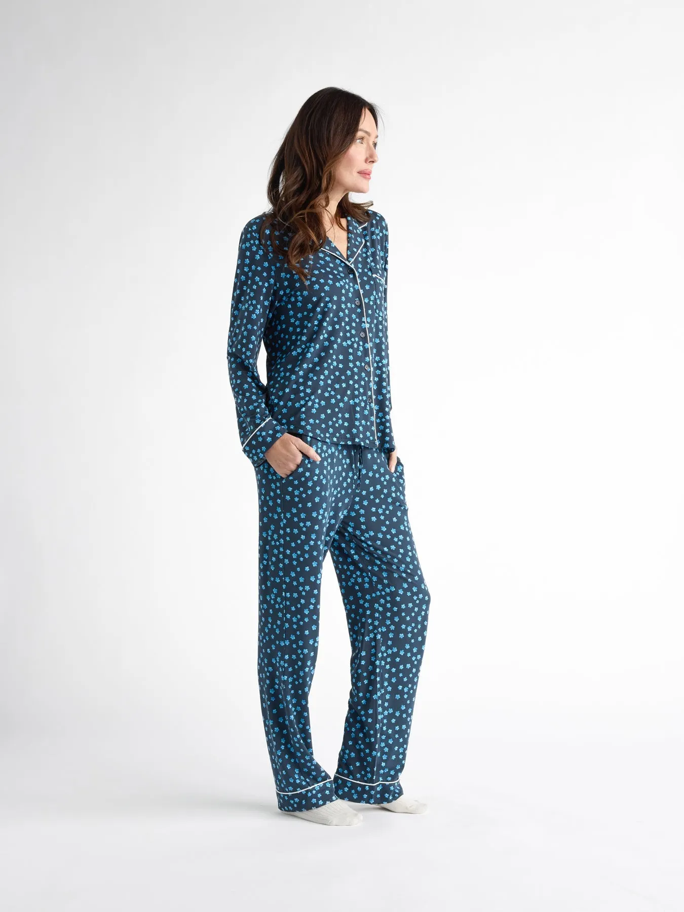 Women's Bamboo Stretch-Knit Long Sleeve Pajama Set