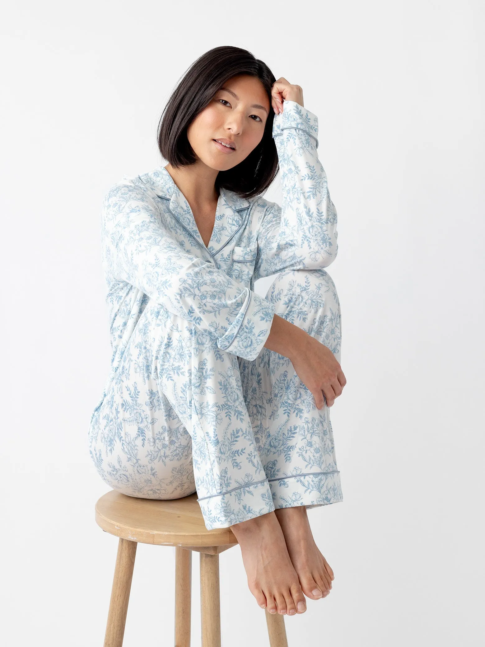 Women's Bamboo Stretch-Knit Long Sleeve Pajama Set