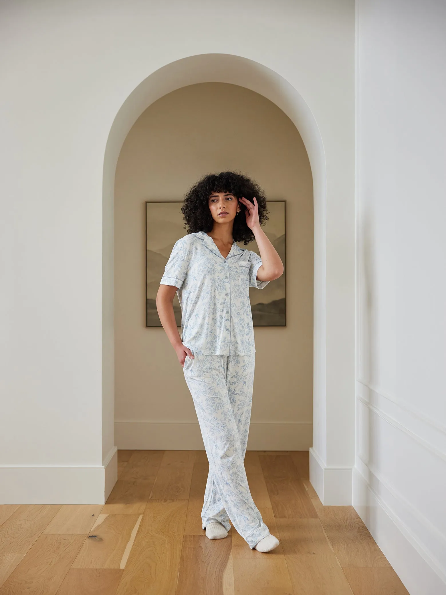 Women's Bamboo Stretch-Knit Short Sleeve & Pant Pajama Set