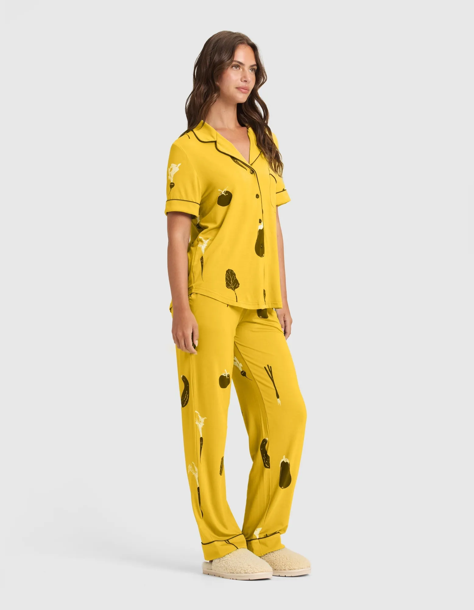 Women's Bamboo Stretch-Knit Short Sleeve & Pant Pajama Set