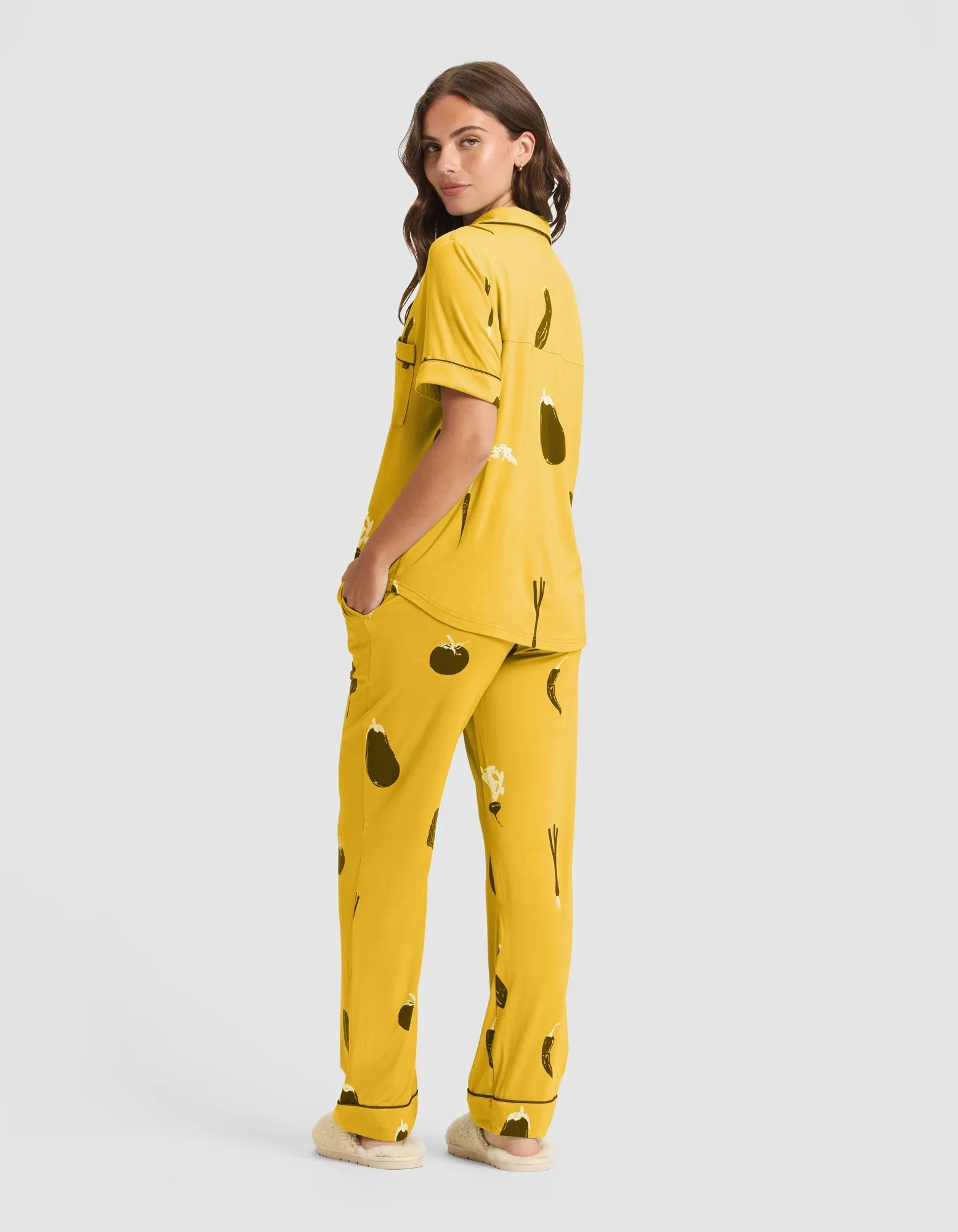 Women's Bamboo Stretch-Knit Short Sleeve & Pant Pajama Set