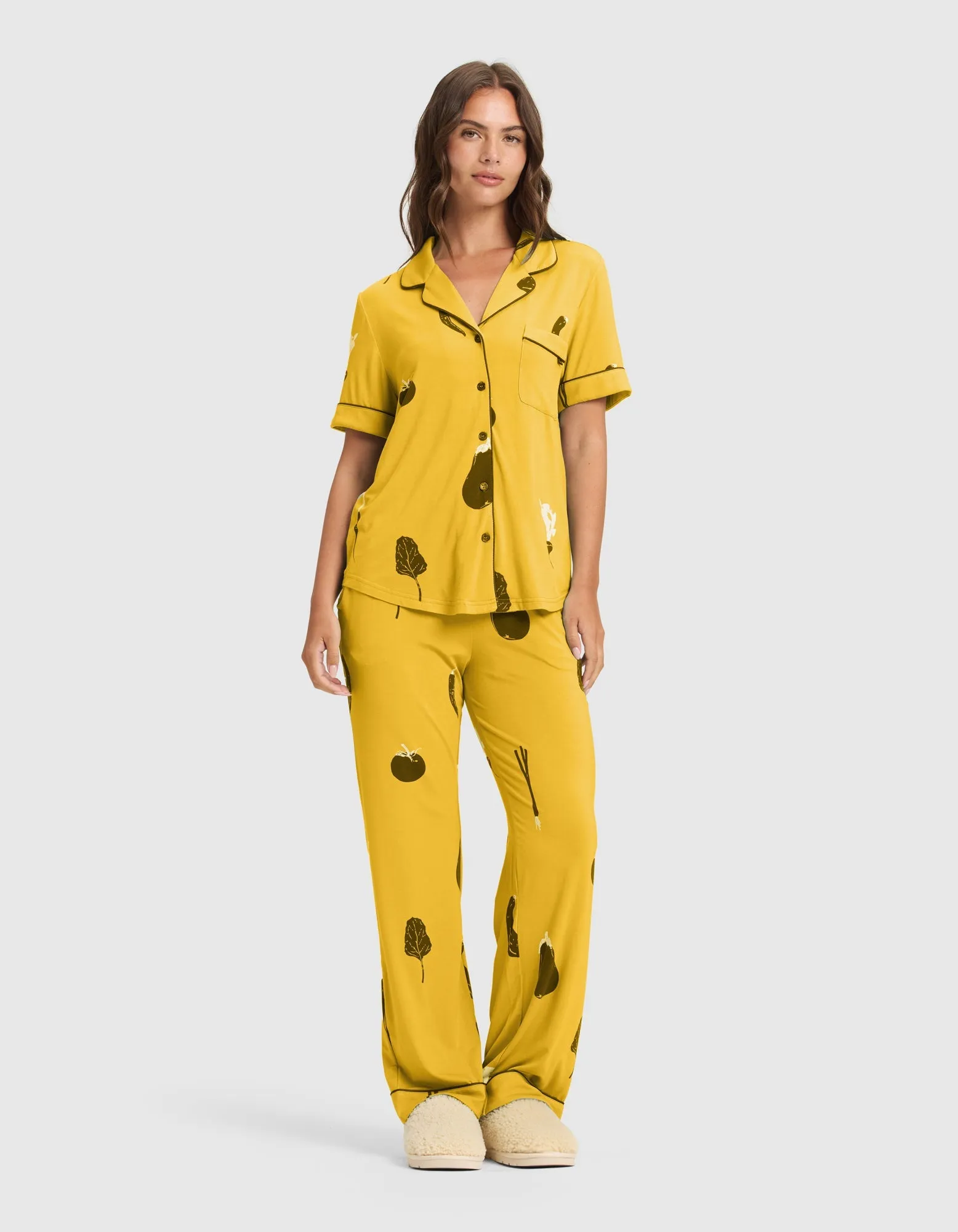 Women's Bamboo Stretch-Knit Short Sleeve & Pant Pajama Set