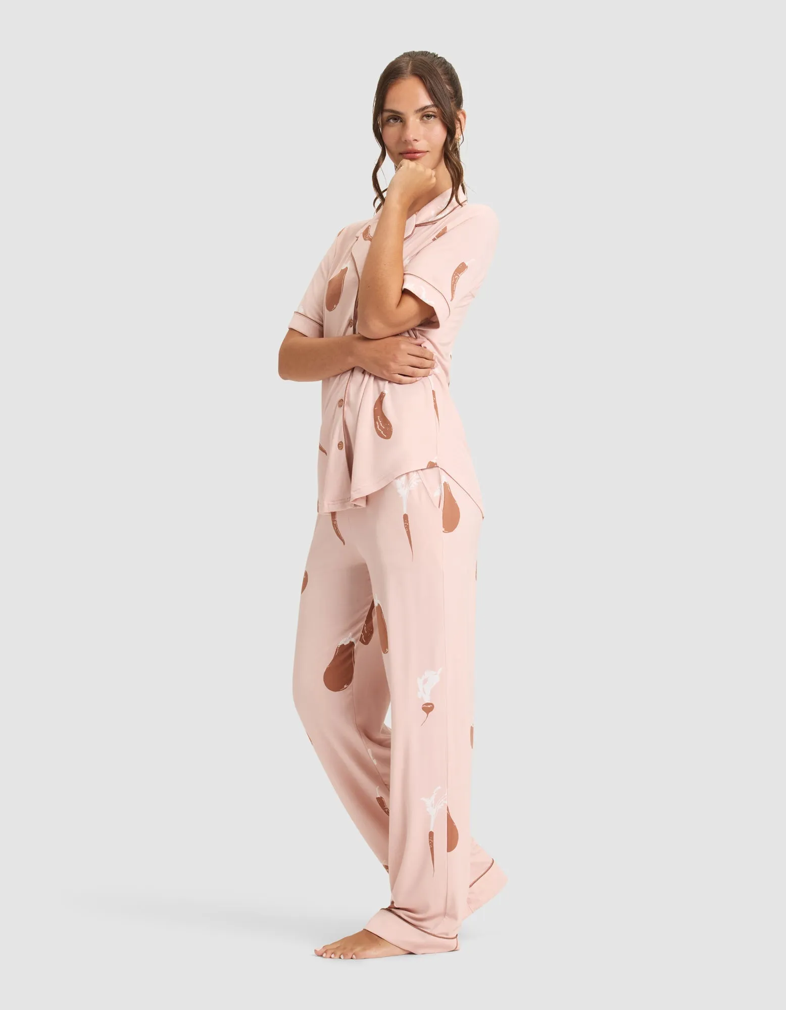Women's Bamboo Stretch-Knit Short Sleeve & Pant Pajama Set