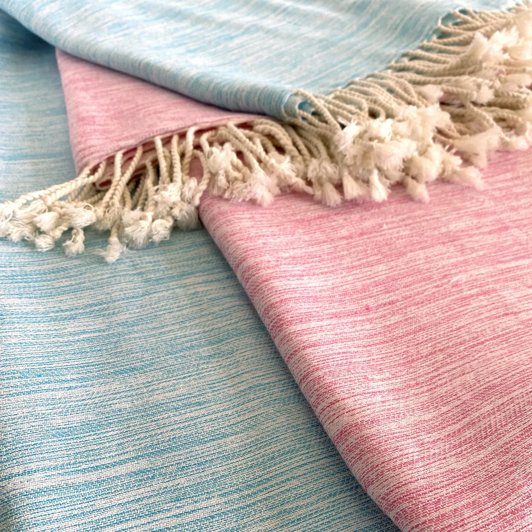 Yalova Ultra Soft Marbled Blanket Throw Pink by Hilana Upcycled Cotton