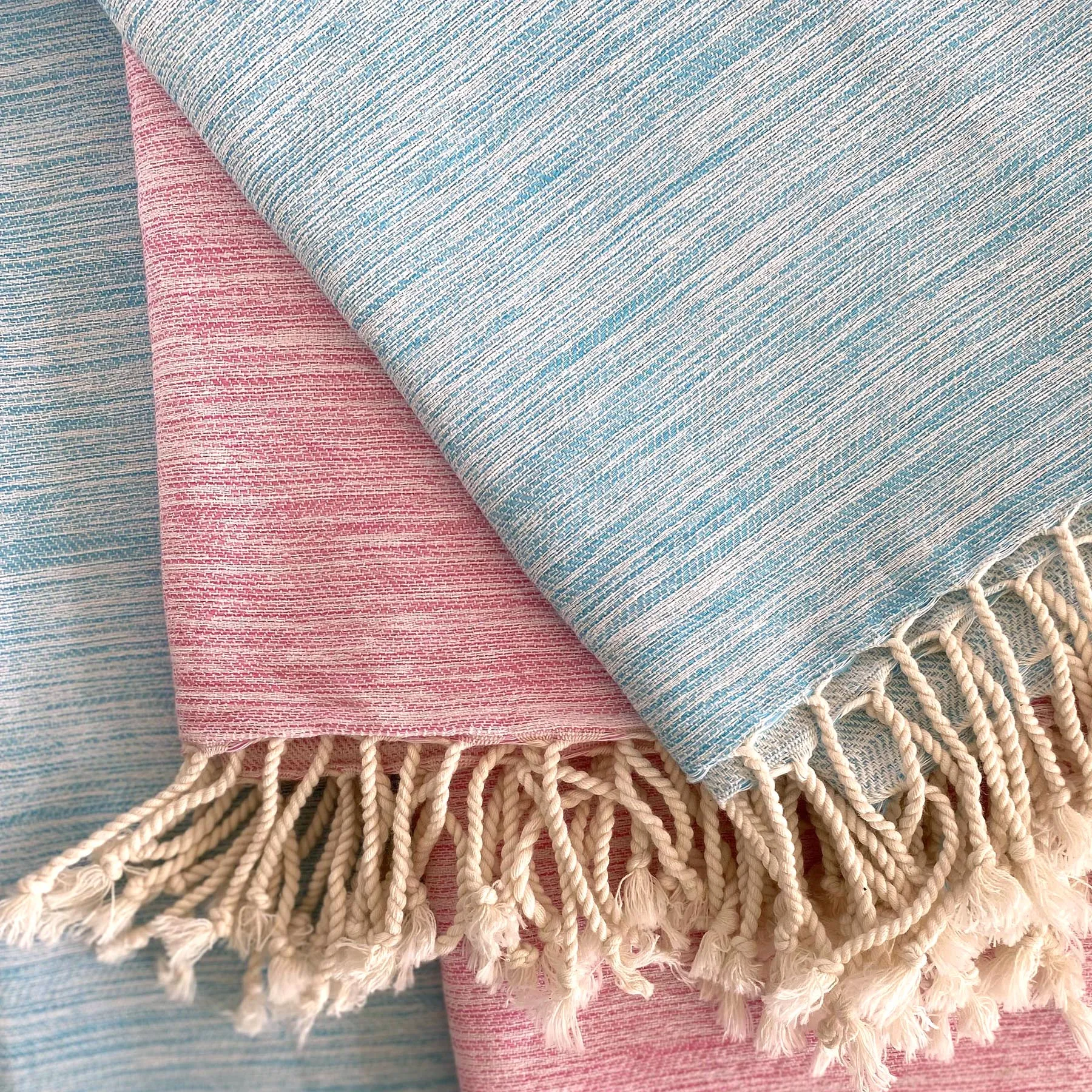 Yalova Ultra Soft Marbled Blanket Throw Turquoise by Hilana Upcycled Cotton